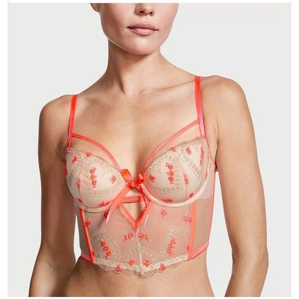 Victoria's Secret HEART EMBROIDERY DEMI BRA TOP 34B 34 C Dream Angels